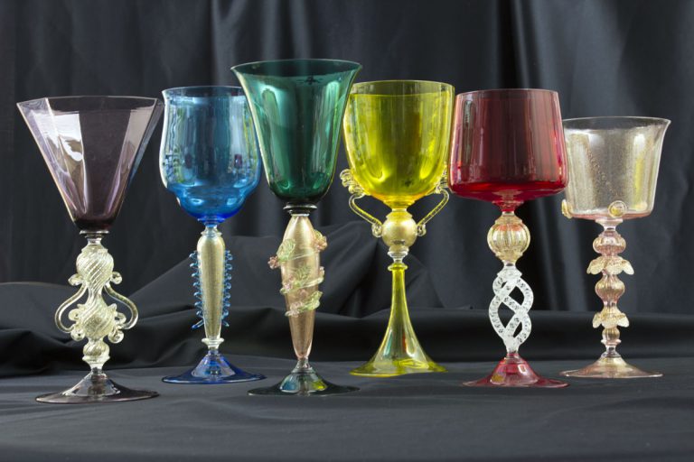 Bicchieri in vetro di Murano da collezione IL CAMPIELLO BCO07-08-09-10-11-12